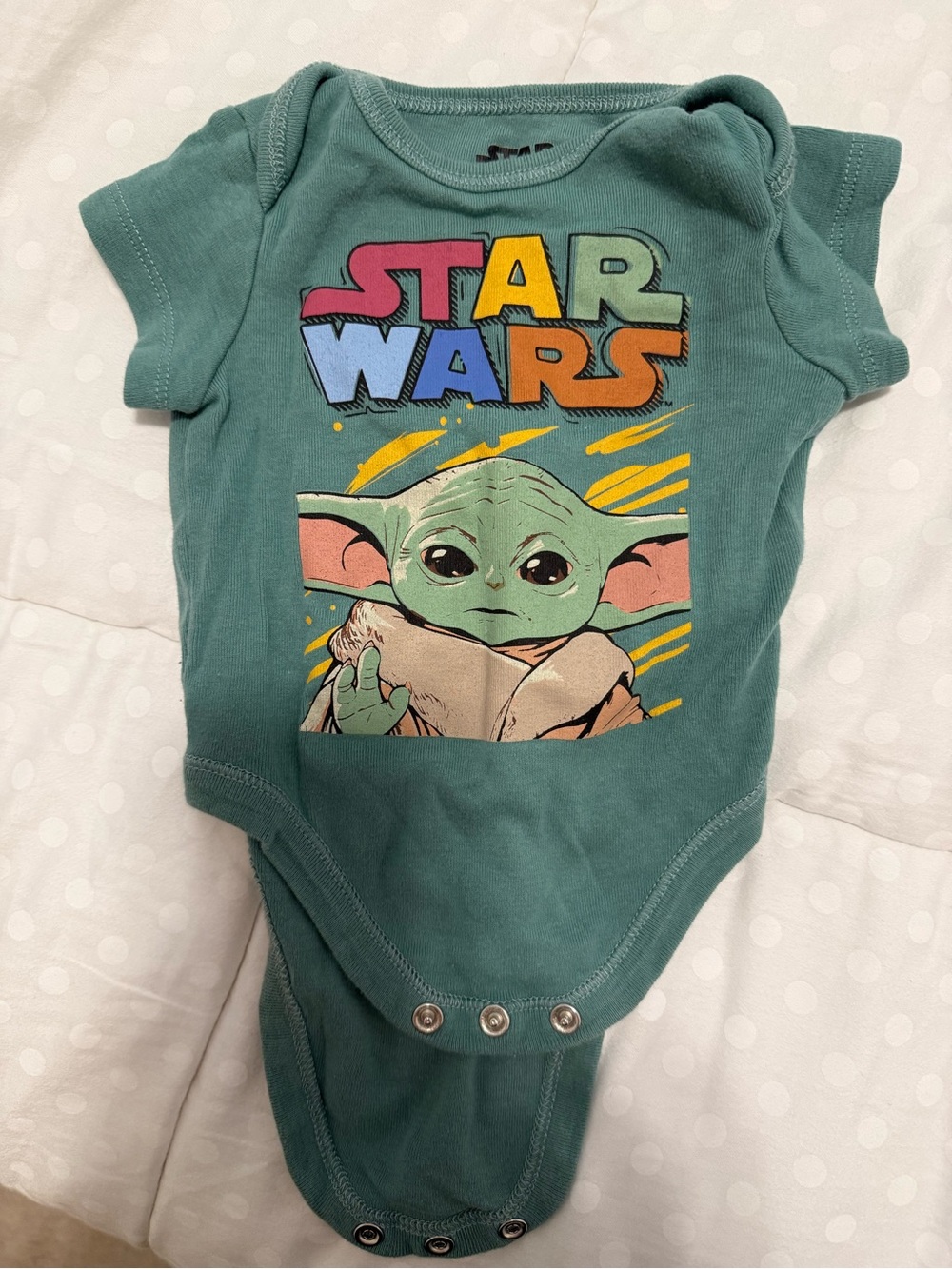 Star Wars Teal Baby Yoda Graphic One-Piece Bodysuit